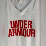 Under Armour  Threadborne Spellout L V-Neck White Short Sleeve Tee Top Photo 1