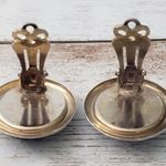 Vintage Clip On Earrings Black Fabric Circle with Gold Tone Halo Photo 3