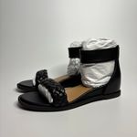 Seychelles  Skipper Braided Leather Low Wedge Sandals in Black Photo 1