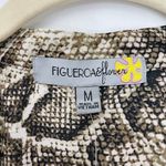 Figueroa and Flower New  Snake Paisley Print Mix Button Down Blouse Tan Photo 17