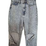 H&M &Denim Ultra High Rise Loose Mom Jeans Size 4 Blue Acid Wash Distressed Photo 1