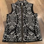 Charter Club Woman Black & White Floral Velour Quilted Vest Size Petite 2 Photo 2