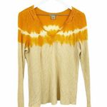 Boho Hippie Orange Tie Dye Ombré Lace V Neck Long Sleeve shirt SZ L Size L Photo 0