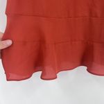 Stella & Dot Women's Crew Neck Back Zip Peplum Ruffle Blouse Orange Size Medium Photo 4