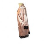 None Unbranded Women's Satin Pink open front Robe with Black Lace Size XL Photo 3