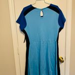 New York And Company Blue Side-Stripe Flare Dress - City Knits Size Large Photo 1