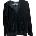 Ralph Lauren L-RL Lauren Active V-Neck Black Velour Pullover Hoodie Large Photo 0