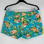 Dear John Women's Teal Finnegan Floral Print Cuffed Shorts Size 27 Cotton Photo 4
