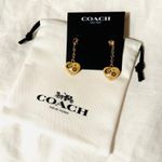 NWT  Signature Heart Drop Earring Gold/cream With Coach Dust Bag Photo 0