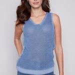 Charlie B Blue Loose Knit V Photo 0
