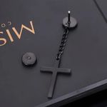 2 Piece Dangling Black Cross Earrings - Ear Plugs, Punk, Goth, Alternative Photo 3