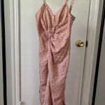 ZARA Gingham Knot Midi Dress in Orange and White Photo 8