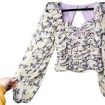 Free People Mabel Printed Blouse Lilac Combo Photo 2