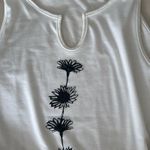 White Sleeveless Top with Black Floral Design Size XL Photo 2