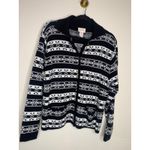 Crystal Kobe Black White Cardigan Fair Isle Sz Medium Photo 4