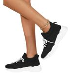 SheIn Black Mesh Breathable Casual Lightweight Sneakers w White Speckled Soles Size 9 Photo 0