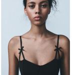 ZARA NWT Bow Strap Fitted Mini Slip Dress in Black - M Photo 1