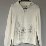 Coldwater Creek Vintage Beautiful Creamy White Beaded Tree Sweater Photo 0