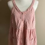 NWT cotton bleu pink plaid empire waist sleeveless top size large Photo 1