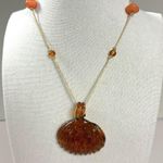 Free People  Amber Glass Shell Pendant Necklace NWT Bohemian Beach Neutral Rare Photo 1