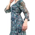 Valerie Stevens  Silk Paisley Print Beaded Midi Dress Size 10 Photo 0