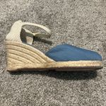 J.Crew Blue Tan Cream Knit Woven Espadrille Platform Wedge Sandals Heels Photo 3