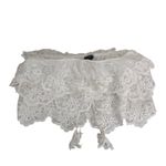 AQUA  Lace Halter Top‎ Ruffle Tiered Sleeveless Party Festival White M Photo 4