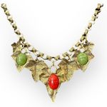 1928 Brand Cabochon Fall Maple Style Leaves Necklace Photo 1