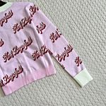 Karl Lagerfeld $399 NWT  Women Pink Logo Cardigan Sweater Jacket Rhinestone Heart Photo 13