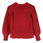 Madewell Balloon Sleeve Sweater Womens XXS Cozy Red 100% Cotton Knit Preppy Photo 3