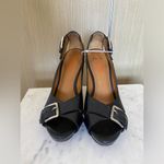 Michael Kors 90s  Portland Black Platform Buckle Open Toe Heel SIZE 9 Y2K leather Photo 1