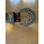 Leather Belt Western Concho Turquoise Studs Buckle Decoration Sz M Please Read Black Photo 2