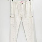 Lilly Pulitzer Ziva White Linen Eyelet Tie Waist Cargo Pants Size 0 Photo 2