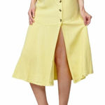 Free People  Skirt Yellow Linen‎ Blend Midi 10 New $98 Photo 0