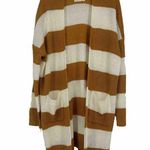 Dreamers  Mustard Yellow White Stripe Cardigan Open Front Long Line Slouchy Sz S Photo 0
