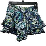 Aerie Floral Crochet Lace Ruffle Skort Cotton Elastic Batik Blue Aqua NWT - XS Photo 3
