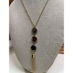 Banana Republic NWT Necklace, Two Tone, Gold & Silver Hammered Pendent w/ Tassel Photo 3