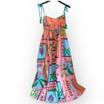 Love Wednesday Tropical Print Cotton maxi dress, spaghetti straps, coral, NWT, M Size M Photo 8
