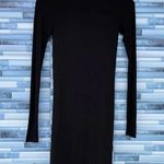 Enza Costa Stretch Silk Rib Long Sleeve Turtleneck Mini Dress small Black Photo 2