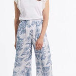 Tribal sz L blue white floral hippie high waisted wide leg pants NWT‎ Photo 0