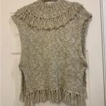 Vintage American Jeans Knitted Beige Fringe Oversized Large Vest. 2725 White Photo 6