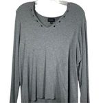 Who What Wear Women’s Size XXL Grey Ribbed Long Sleeve V Neck Ribbed Top Photo 0