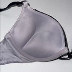 Victoria's Secret  Silver Bra Black Lace bombshell plunge 34A padded adjustable Photo 6