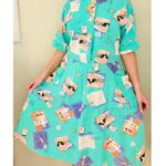 Vintage Maui Hawaii Women's Postcard Dress Teal Aqua Blue Photo 0