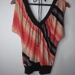 Heart soul  M Y2K Diagonal Striped Bubble Hem Top in Chocolate Orange Photo 6