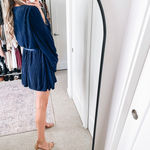 L'Academie Revolve Florence Navy Blue Pleated Mini Wrap Dress Photo 2