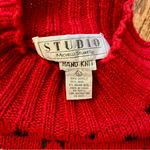 Vintage Michelle Stuart Hand Knit Christmas Reindeer Sweater Mohair Wool Large Red Photo 5