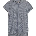 ZARA  Skipper Stripped Collared Cuffed Short Sleeve Button Coverup Shirt Dress S Photo 0