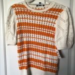 Inc international concepts orange/white striped open knit sweater med. NWT Photo 3