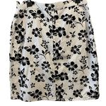 David N Sport Black and White Hawaiian Tropical Floral High Waist Cotton Skirt Size 14 Photo 3